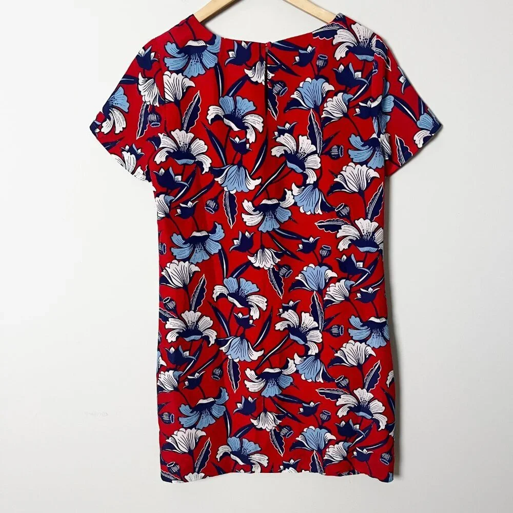 2/$30 J Crew Floral Red Blue Mini Dress